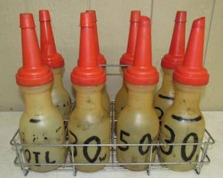 1950's Plastic Oil Bottles w/Carrier