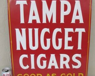 1969 Embossed Metal Tampa Nugget Cigars Sign - 20" x 24"