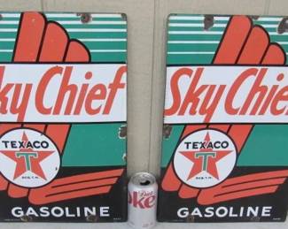 Set of Original 1947 Porcelain Sky Chief Texaco Gas Pump Plates