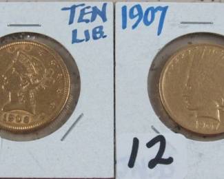 1906-S & 1907 Gold $10.00 Coins