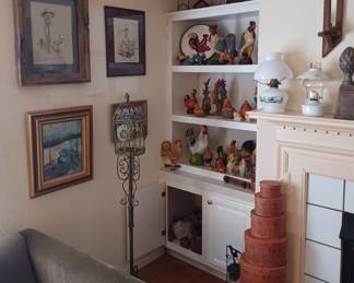 Some of the many roosters.