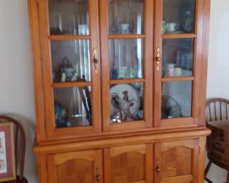 Oak glass front 2 piece hutch