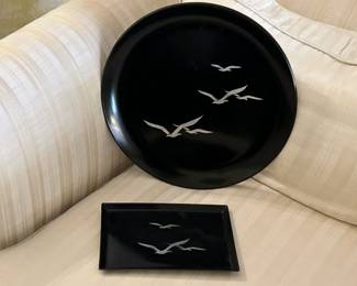 Several lacquered trays.