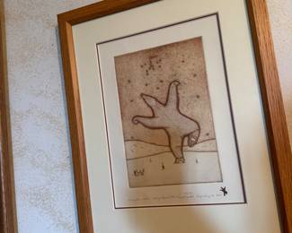 “Dancing Bear State 2” by Tommy Angnakak, etching