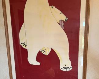 Kananginak Pootoogook original “Great Big Bear” lithograph, signed.