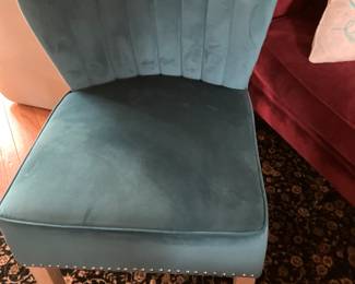 Lovely aqua velvet chair
