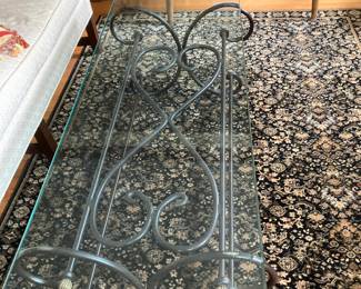 Glass and metal coffee table