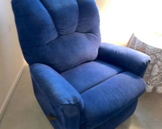 Blue Upholstered Recliner Chair