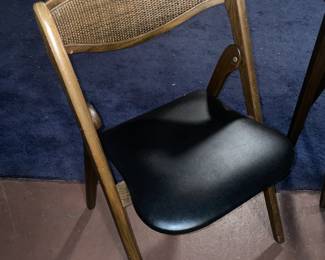 Vintage Mid-Century Modern Vinyl Top Folding Card Table W/ 4 Chairs