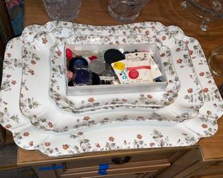 BEAUTIFUL Antique Porcelain Floral Serving Trays