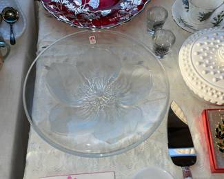 Red Ruby Glass Handled Plate