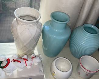 Blue Milk Glass Vases