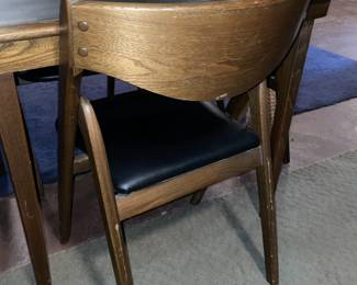 Vintage Mid-Century Modern Vinyl Top Folding Card Table W/ 4 Chairs