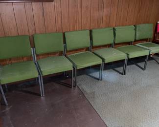 Vintage Mid-Century Modern Steel Framed Upholstered Office Chairs