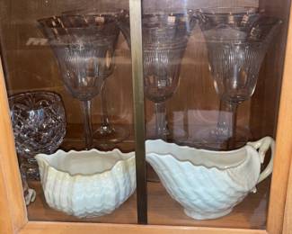 Belleek Creamer & Open Sugar Bowl