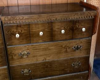 Country Dresser W/ White Porcelain Knobs (2 Available)