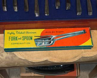 Vintage MCM Fork & Spoon Set W/ Original Box