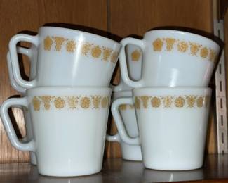 Pyrex Milk Glass Handled Mugs