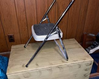 Folding Stepstool & Wooden Trunk