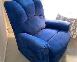 Blue Upholstered Recliner Chair