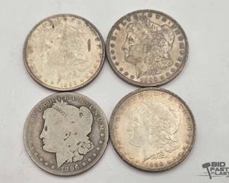 1306 4 1896 Morgan Silver Dollars