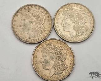 1312 3 1921 Morgan Silver Dollars