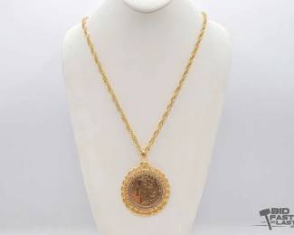 1324 Morgan Silver Dollar Necklace in Gold Plated Frame