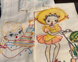 Vintage embroidered linens
