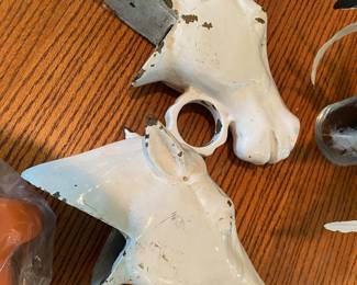 Antique Solid Metal Horse Head Hitch Tops $ 128.00 each.