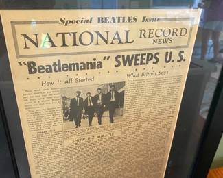 Beatlemania Sweeps US Framed Original News Clipping $ 70.00