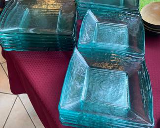 Hand Blown Glass Plates - 6 Dinner Plates $ 48.00 each (2 sets available) - 6 Salad Plates $ 36.00 each (2 sets available)
