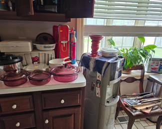 WATER DISPENSER, PYREX, CORNING WARE, COFFEE MAKER AND MORE