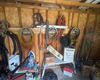 extension cords, bench,