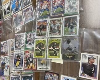 Baseball cards and football cards