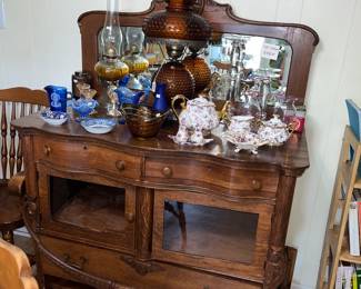 Antique oak buffet w/ mirror