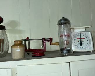 Apple peeler, Coca Cola glass straw dispenser