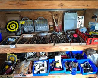 More shelves loaded with tools