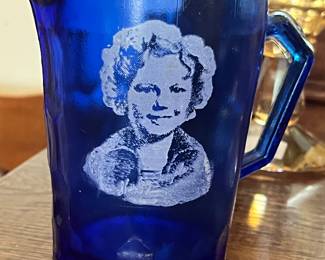 Small cobalt Shirley Temple pitcher