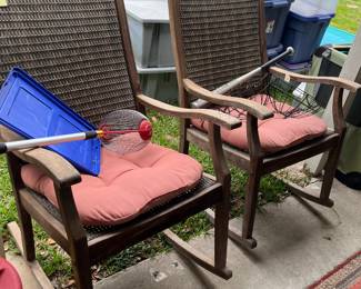 Pair of wooden porch rockers
