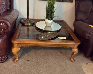 Square glass top coffee table