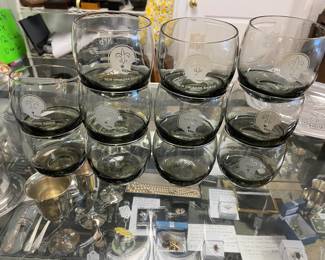 Smoked Saints Football Glasses NFL $6 each By Appointment AAA Vintage and Art 9017 Airline HWY New Orleans, LA 70118