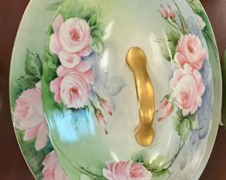 Hand Painted Tureen with Lid and Platter Rose Pattern AAA1048 $50 By Appointment AAA Vintage and Art 9017 Airline HWY New Orleans, LA 70118