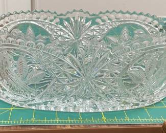 Hofbauer "The Byrdes" 9" Lead Crystal Oval Bowl AAA1877 $35 By Appointment AAA Vintage and Art 9017 Airline HWY New Orleans, LA 70118