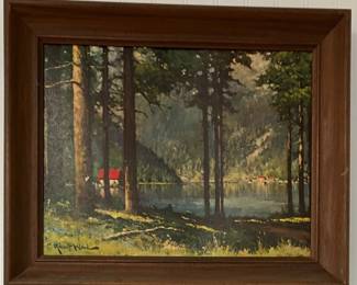 "Pine Grove Lake #235" Framed Lithograph on Wood by Robert Wood AAA2253