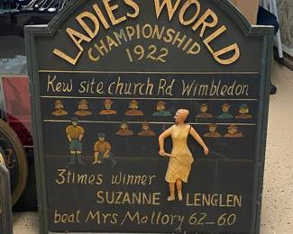 By Appointment AAA Vintage and Art 9017 Airline HWY New Orleans, LA 70118 Monday - Saturday 10-5 LG5215 Ladies World Championship 1922 Wimbledon Wooden Tavern Pub Bar Sign $199.99