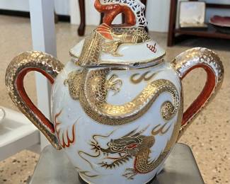 Antique Nagoya Dragonware Hand Painted with Gold Accents Jar with Lid AAA1162AC $66 By Appointment AAA Vintage and Art 9017 Airline HWY New Orleans, LA 70118