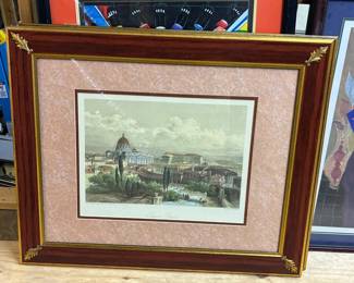 Attic Art AAA5025 Saint Peters Block Print Hand Colored Art $325 By Appointment AAA Vintage and Art 9017 Airline HWY New Orleans, LA 70118