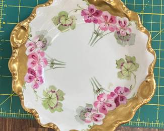 VERY RARE c. 1891 Limoges Gilt Rim Hand Painted Violets Bowl AAA2165JM