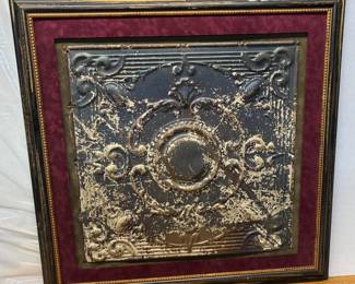 AAA5063 Vintage Tin Ceiling Tile Matted and Framed Local Pickup By Appointment AAA Vintage and Art 9017 Airline HWY New Orleans, LA 70118