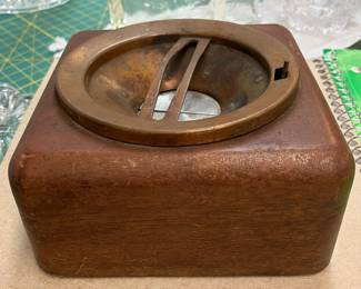 Antique 1920 s Duk-It Wood & Copper Mechanical Cigar Cigarette Ashtray AAA1609 $50 By Appointment AAA Vintage and Art 9017 Airline HWY New Orleans, LA 70118